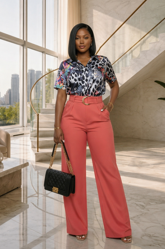 Coral Luxe Flow Trousers