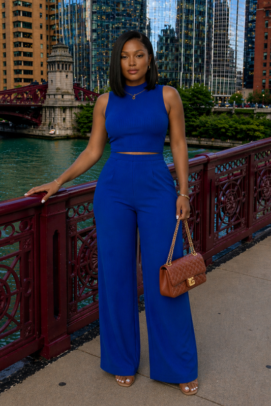 Azure Luxe Ribbed Set