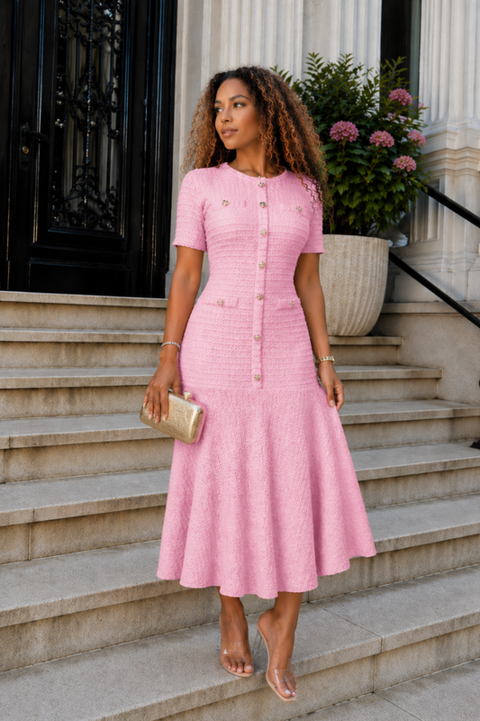 Blush Elegance Knit Midi Dress