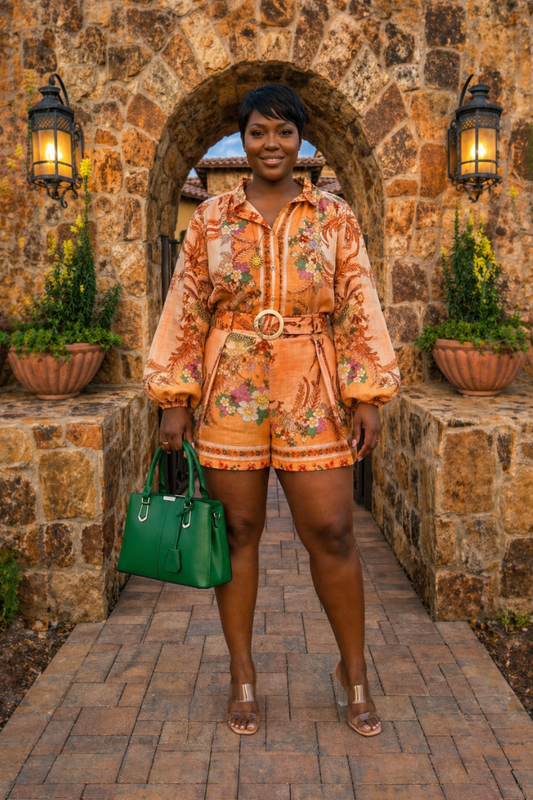 Sunset Garden Belted Set