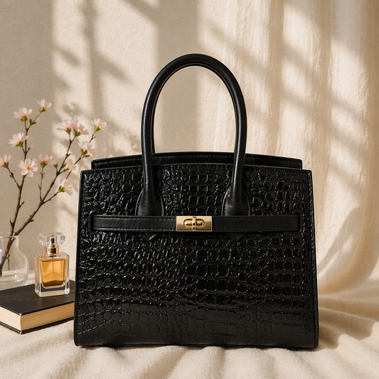 Midnight Luxe Croc Carryall