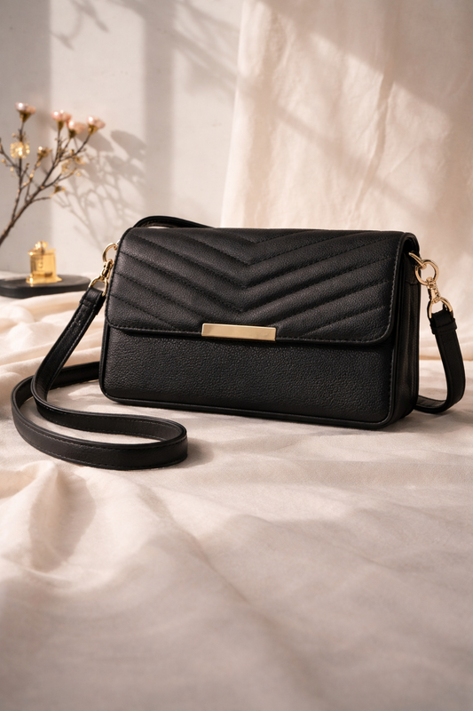 Midnight Chevron Luxe Crossbody