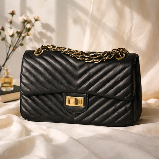 Midnight Chevron Luxe Crossbody