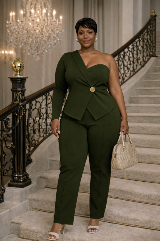 Olive Luxe Asymmetry Set