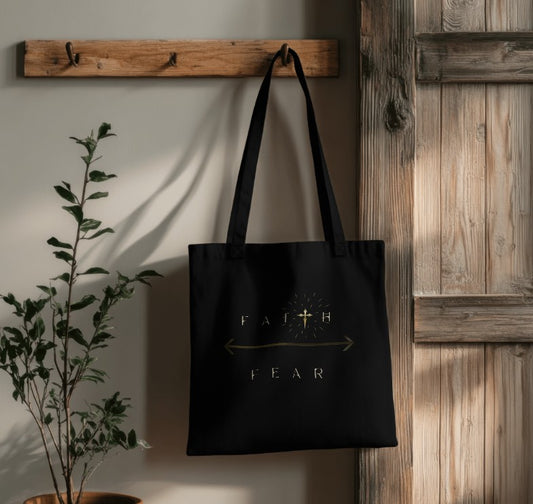 Faith Over Fear Tote Bag (Black &Gold Edition)